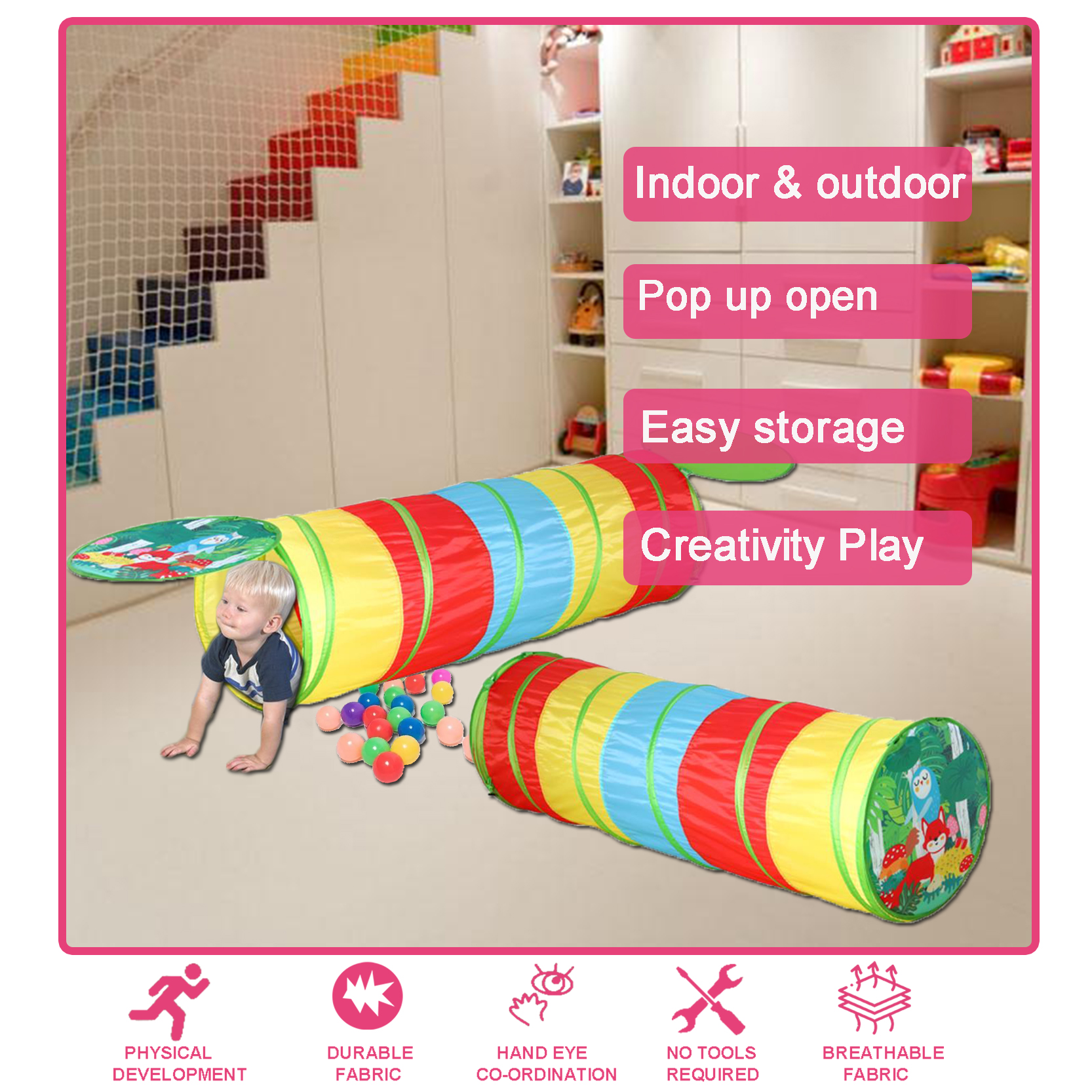 Top seller Forest Jungle Play Tunnel Pop Up Indoor or Outdoor Garden Play Tent for Kids Children