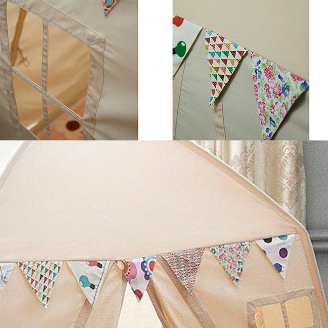 White Easy Set Up Large Cotton Canvas Kids House Shape Square Teepee Tent