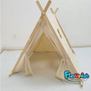 Natural color organic cotton canvas wooden poles teepee tent with window on side