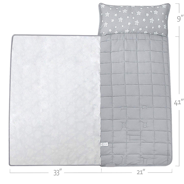 Lightweight Toddler Nap Mat with Removable Pillow and Blanket,Travel Sleeping Bag Boys and Girls
