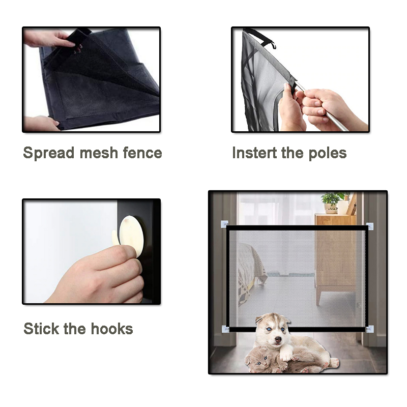 Pet Barrier Fences Portable Folding Breathable Mesh Dog Gate Pet Separation Guard Isolated Fence 