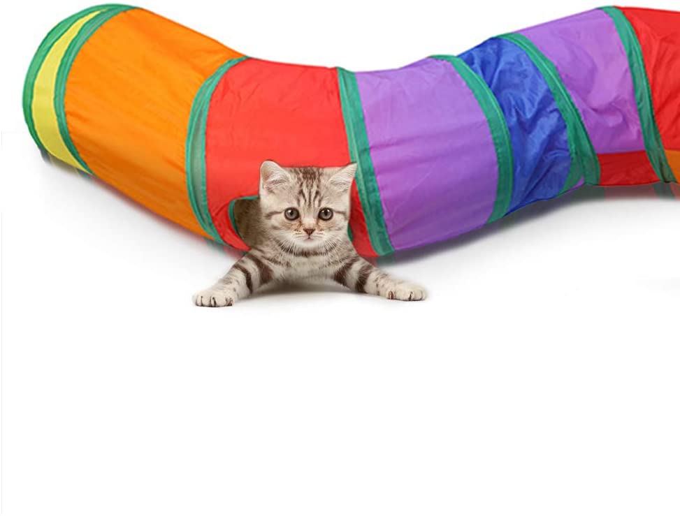 Extensible Collapsible Portable S Shape Pet Cat Play Tunnel With Hole