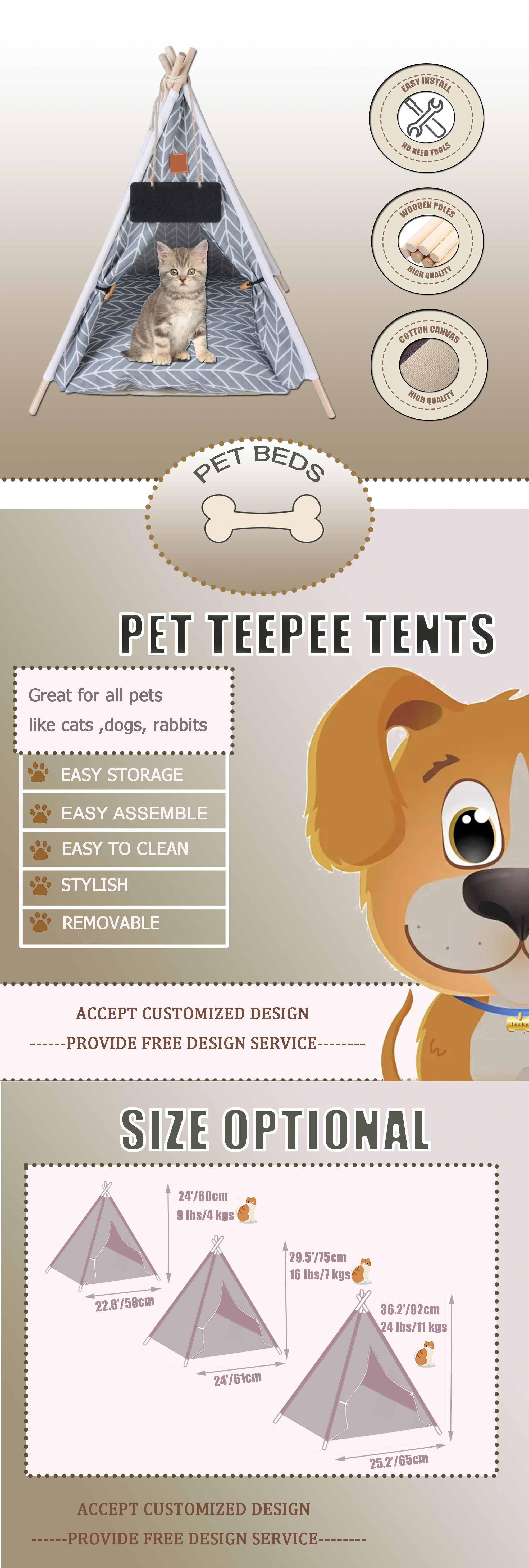 pet cat teepee tent