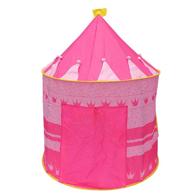 CPT7138 pink color with crown pattern easy folding pop up princess kids castle tent