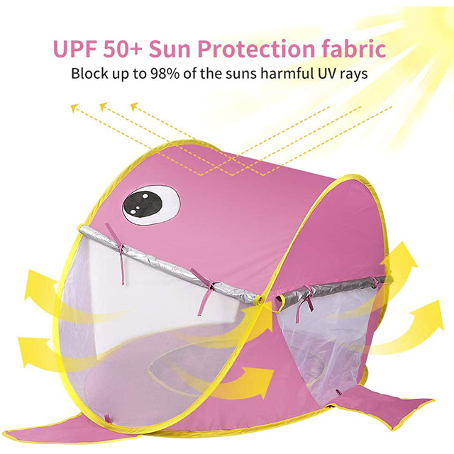 Pink Shark Baby Beach Tent Pop up Beach Toys Outdoor Camping Sunshade Foldable Tents For Kids