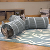 Easy Foldable Gray Pop Up Open 3-Way Pet Tunnel, Cat Toy for Cats and Kittens