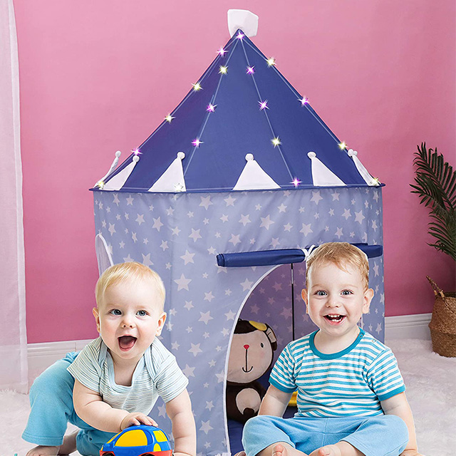 Blue Pop Up Portable Glow in The Dark Stars Kids Play Tent with Star Lights & Carrying Case 