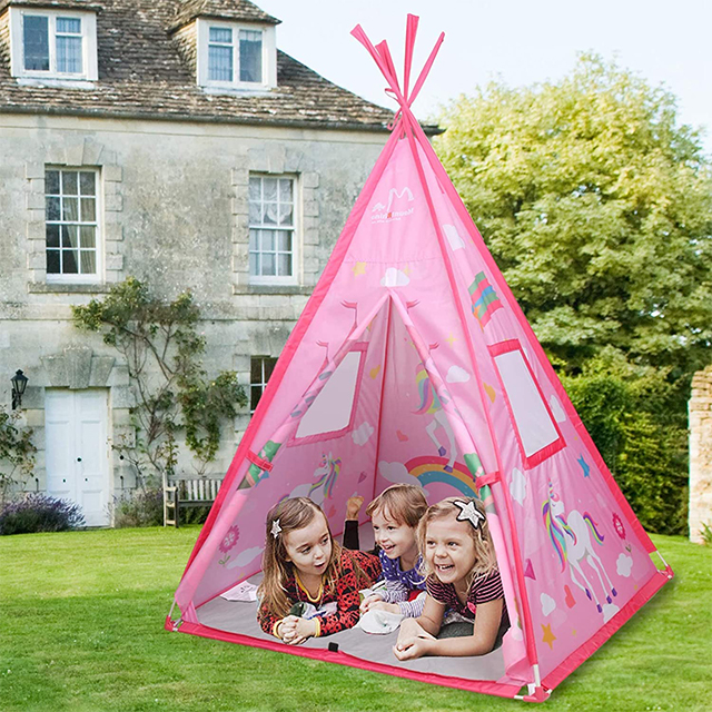 Pink unicorn large kids teepee tent for toddler dog baby boy adult ,durable foldable kids game playhouse for indoor outdoor