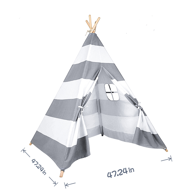 grey stripe kids teepee tent 