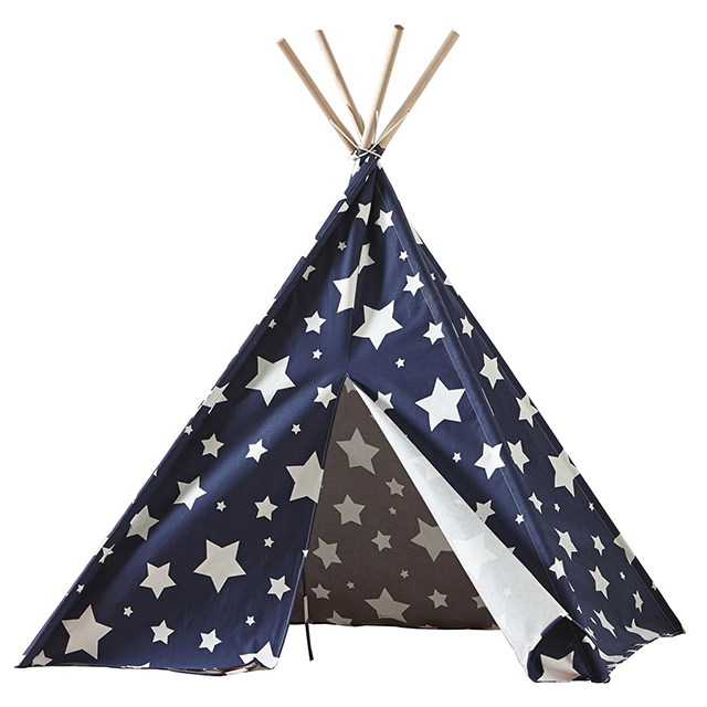 blue with white star kids teepee tent 