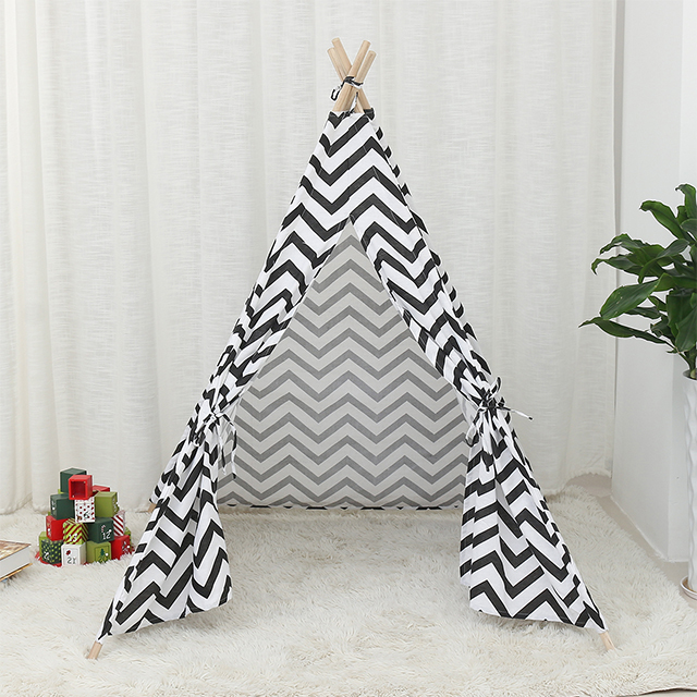 XP-TP060 Black chevron kids indian teepee tent , easy folding protable play house for Indoor Outdoor,with carriy case