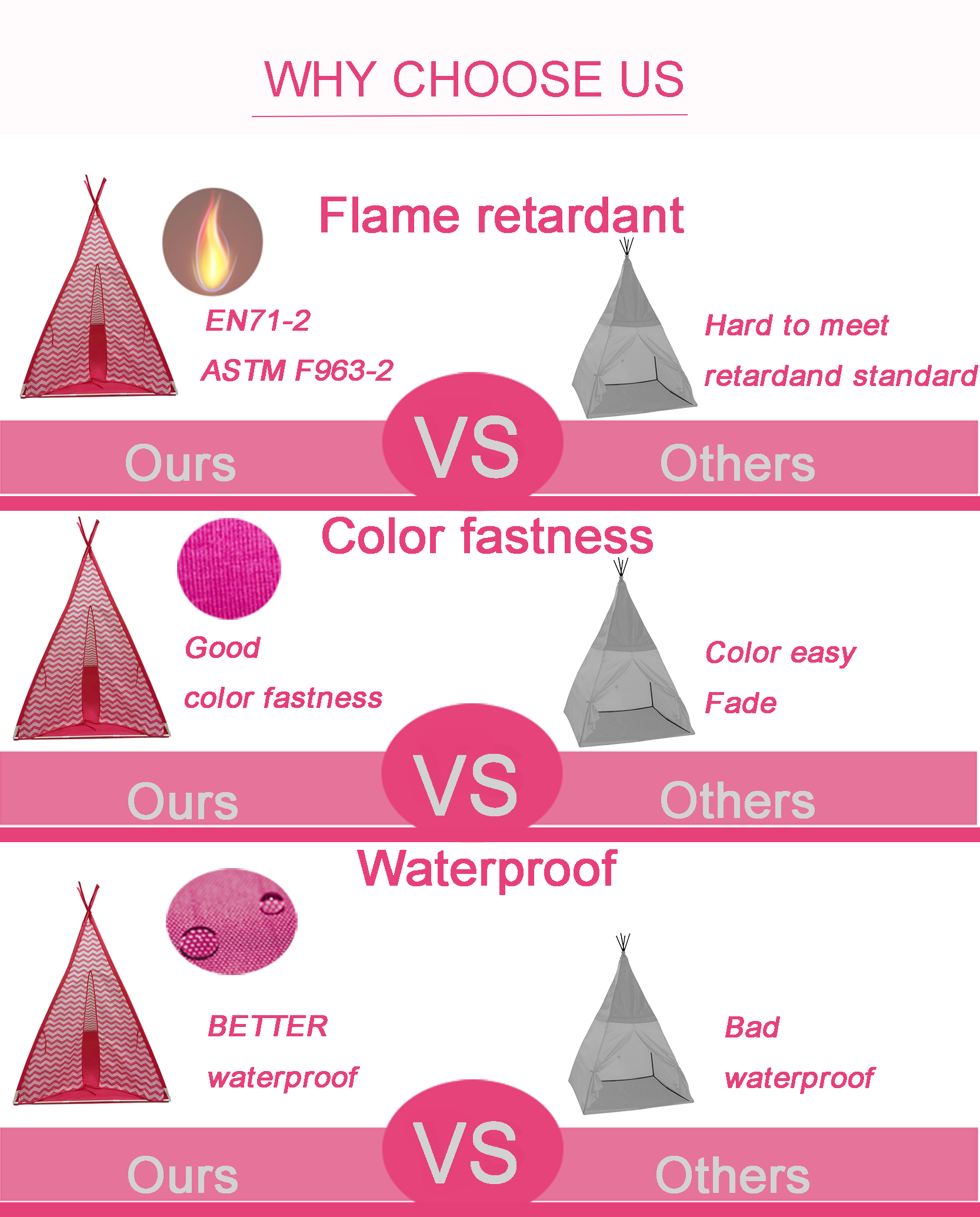 pink stripe teepee tent