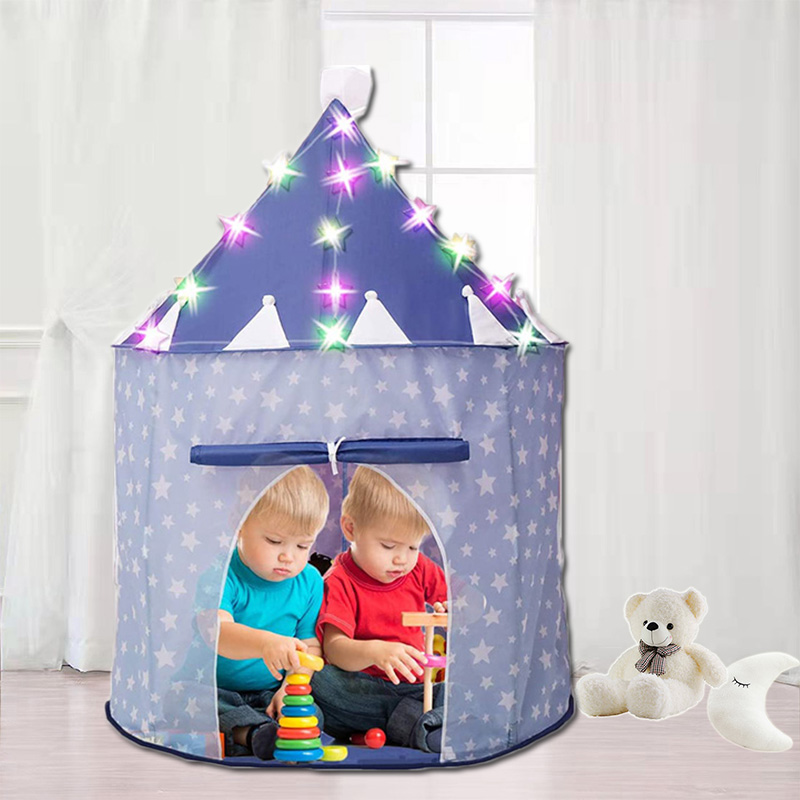 Blue lighted castle tent