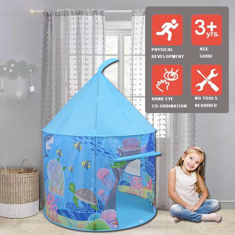 Ocean Kids Castle Tent With Portable Carry Bag Use Home Yard Easy Assemble