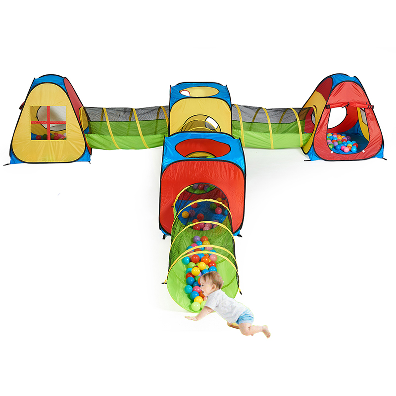 Kids 8 in 1 Play Tent Include Ball Pit Crawl Tunnel Use For Outdoor Indoor