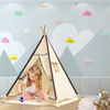 Factory price white tipi tents with window kids teepee tent children cotton canvas kids teepee with wood pole