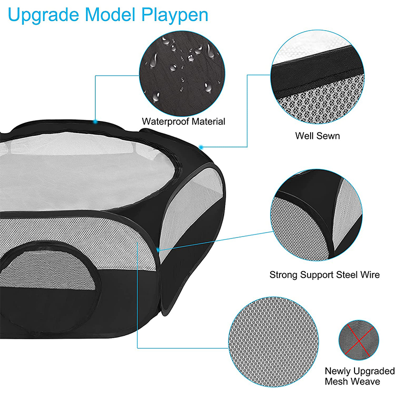  Portable Guinea Pig Playpen Pet Playpen with Double Zippered Connect Tunnel