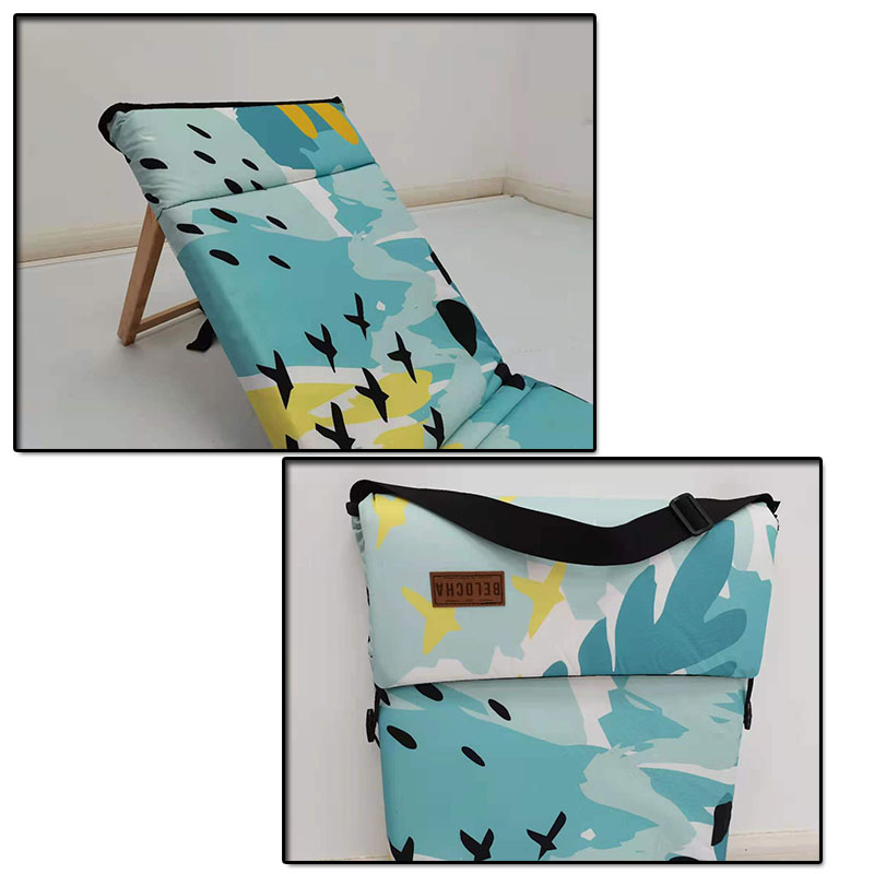 OEM ODM design portable easy foldable summer season wooden frame beach mat, beach lounge chair 