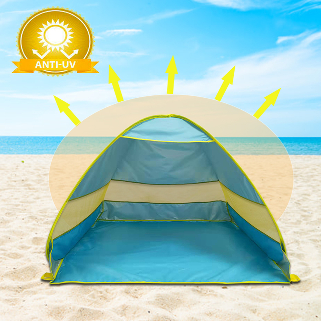 Blue Easy Set-up Beach Tent Automatic Pop Up Instant Beach Shade 