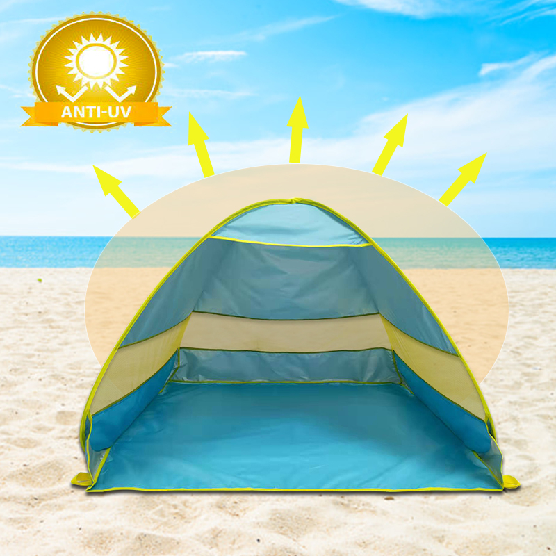 Blue Easy Set-up Beach Tent Automatic Pop Up Instant Beach Shade 