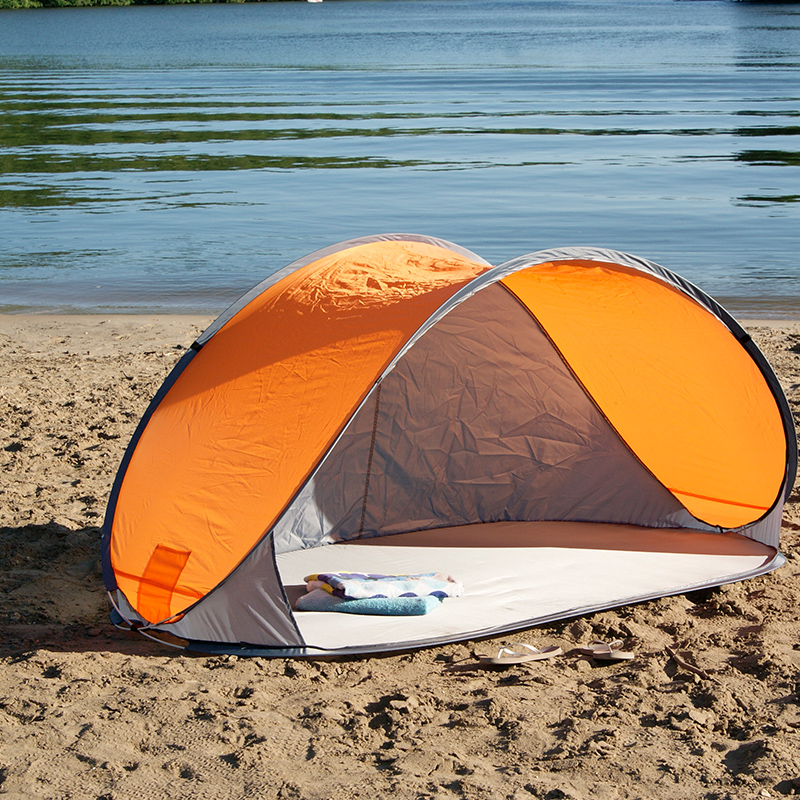 Anti UV Orange Large Pop-Up Beach Shade Shelter Portable Foldable Beach Tent