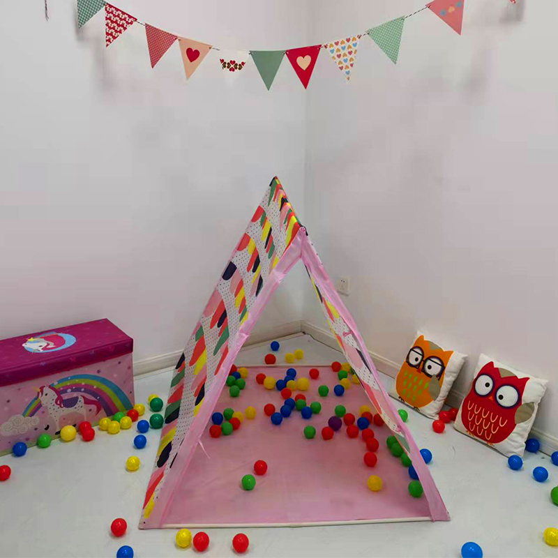 Pink Large A-Frame Kids Teepee Play Tent Use For Indoor Outdoor