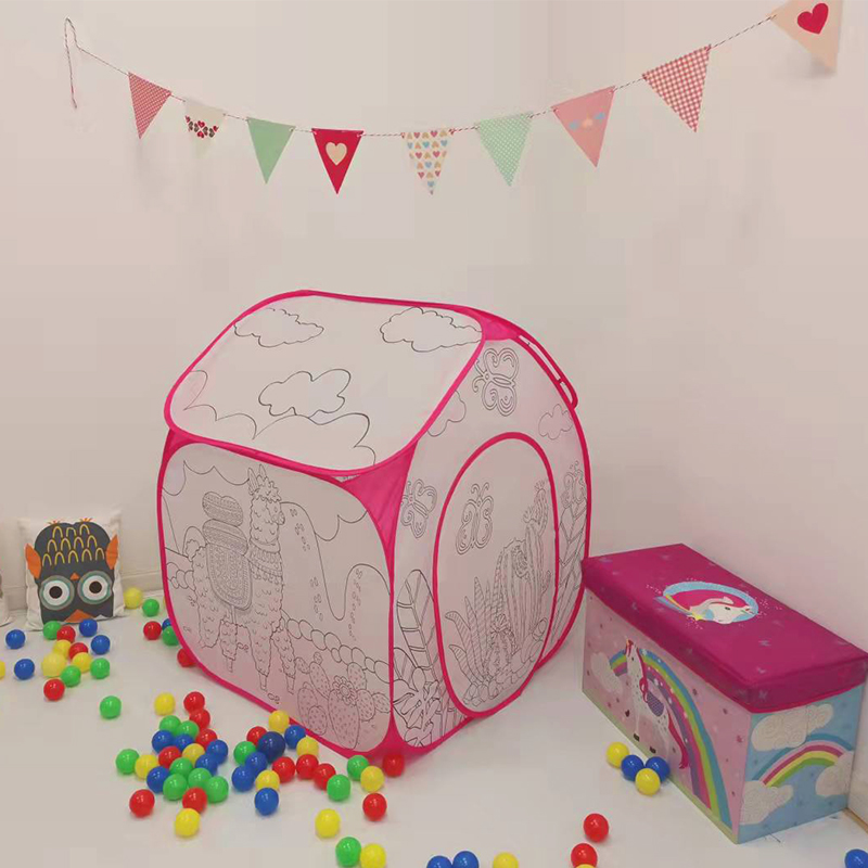 Cute desert cactus house DIY paint kids play tent game house ball pit for toddles baby girls boys