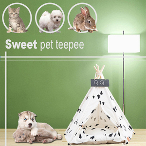 White Color With Tree Pet Tipi Teepee Tent,Easy Set Up Durable Foldable Play House For Dog Cat Puppy 