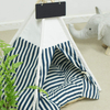 Blue Stripes Pets Teepee Tent, Easy Assembling With 5 Wooden Poles ,Removable and Washable Cat Dog Playhouse