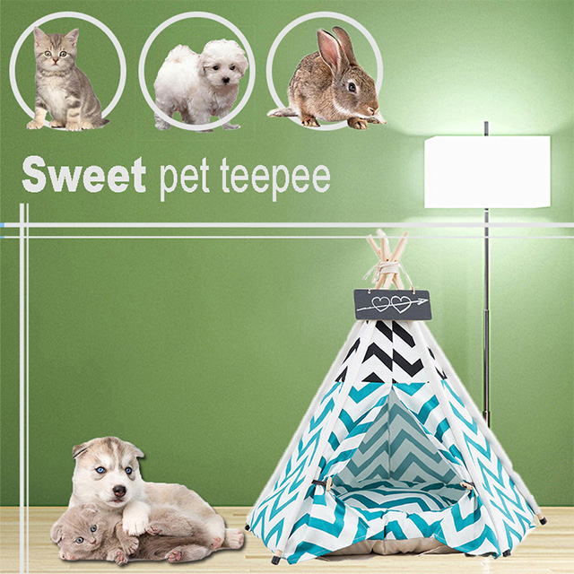 Black Green Wave Line Pet Tipi Teepee Tent Durable Foldable Play House For Dog Cat Bed Kennel House Kitten 
