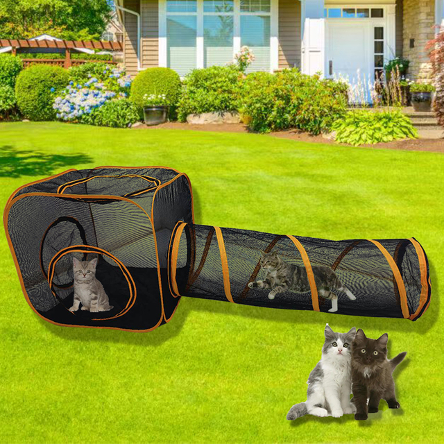 2 Pcs Outdoor Cat Enclosure Pop Up Open Pet Playpen for Small Animal Rabbit Ferrets Guinea Pig