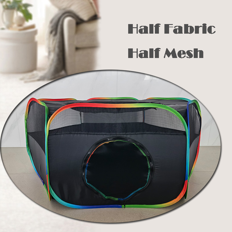 Outdoor Rainbow Hexagon Tent with Circle Tunnel Ourdoor Playpen Playground for Kittens Small Animals Rabbit Guinea Pig