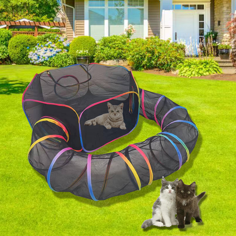 Rainbow Edge Peg Small Animal Play Tent with Round Tunnel Use in Indoor Outdoor 