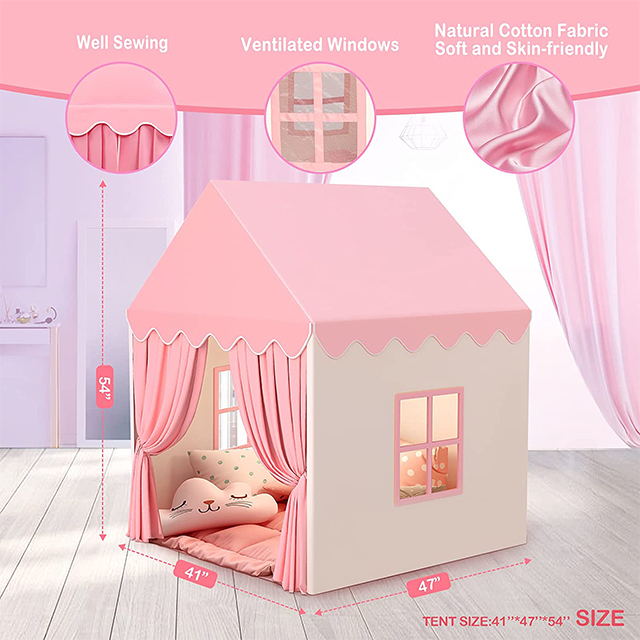 Pink Large Playhouse Play Tents for Girls, Kids Princess Castle Tent ,Gift Toys for Girl Toddler Children