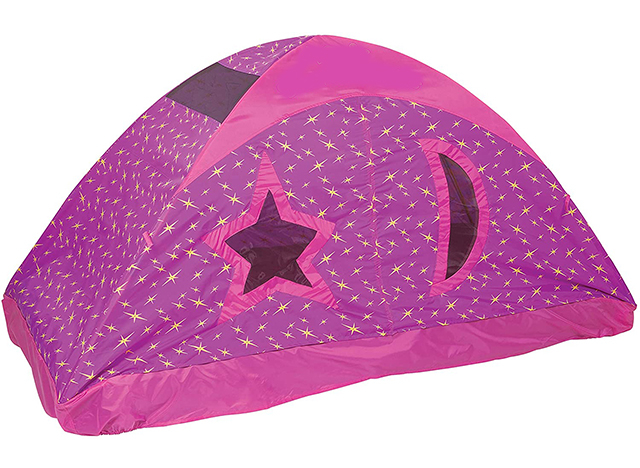 Pink Kids Play Tents With Star Moon Window,Secret Castle Bed Tent For Girls Boys
