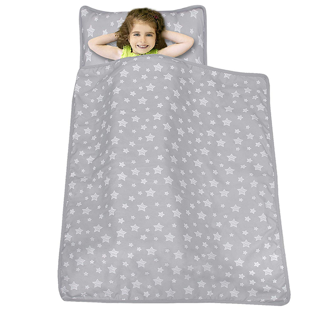 Lightweight Toddler Nap Mat with Removable Pillow and Blanket,Travel Sleeping Bag Boys and Girls