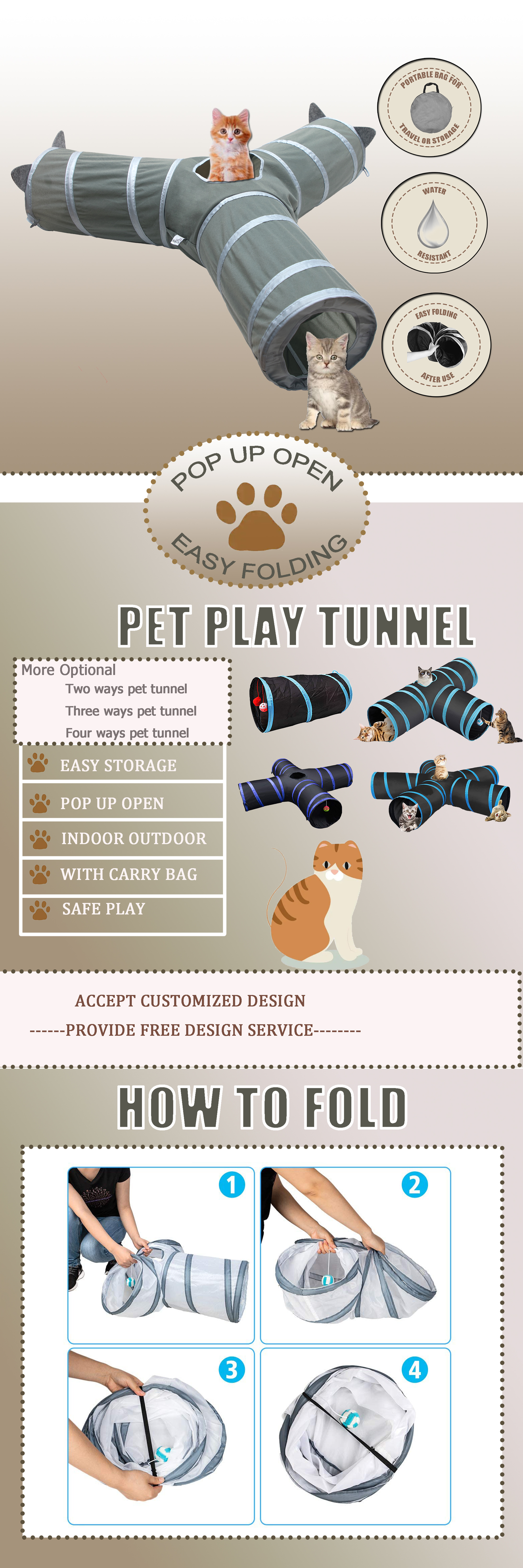 3 ways cat toy tunnel