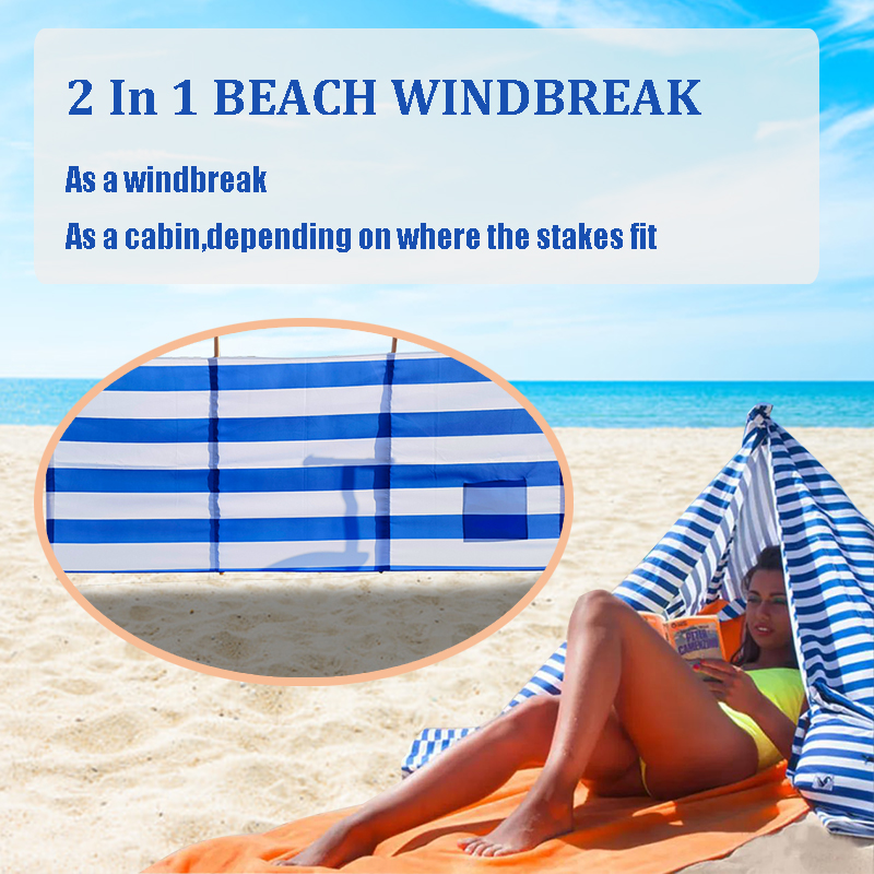 Blue Striped Beach Windbreak Wholesale Privacy Wind Screen Beach Windshield