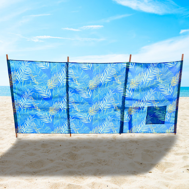 New Leaf Printed Beach Windbreaks Privacy Screen with Mallet and Bag