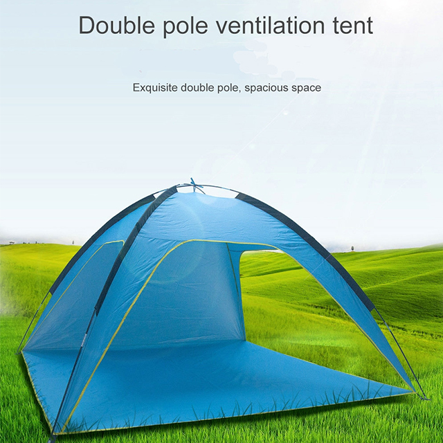 Double Pole Large Outdoor Beach Tent Sun Shelter Sunshade Pop up Tent Triangle Tent Shelter 3-4 persons Sun Protection
