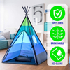 Blue green stripe PVC pole sturdy teepee tent for kids with Carry Case, best playhouse for girls boys