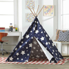 XP-TP062 Dark blue with white star Indian Canvas Teepee Children Playhouse Kids Play Tent for Indoor or Outdoor play with portable carry case