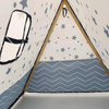 New design toy tent blue star print wooden poles indian kids teepee tent 