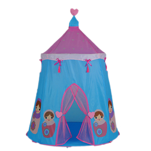 Blue princess castle play tents with mesh door and window