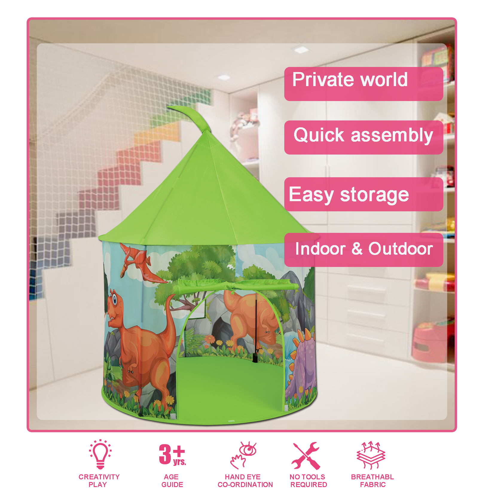 dinosaur kids castle tent
