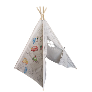 Nice Car Kids DIY Painting Teepee Tent Play House Great Gift For Your Little One