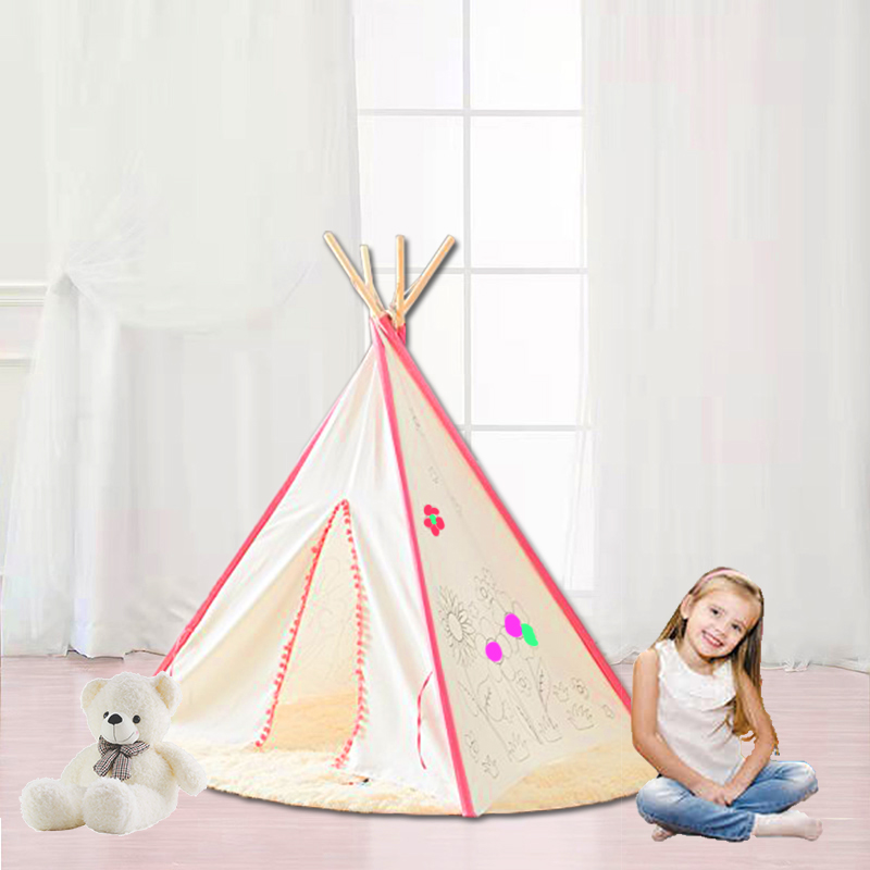 kids painting teepee