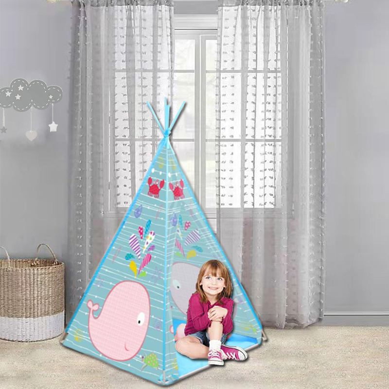 Flourish easy folding new design PVC poles polyester material Indian kids teepee tent with protable carry bag use for indoor outdoor