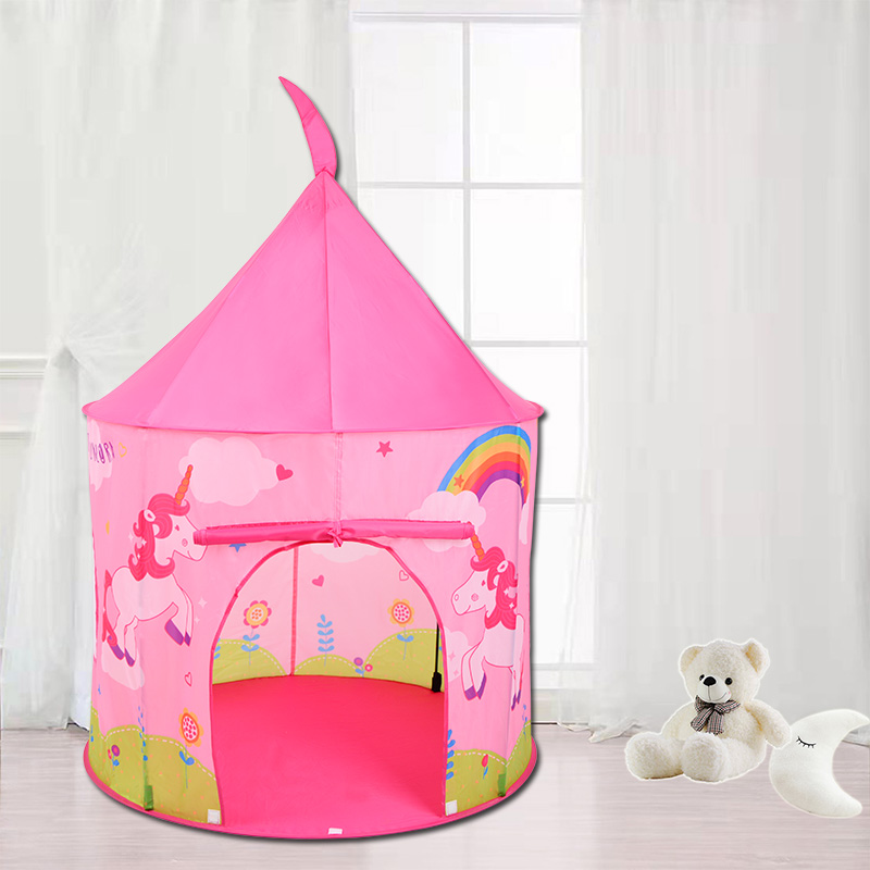Unicorn Kids Castle Tent With Portable Carry Bag Use Home Yard Easy Assemble