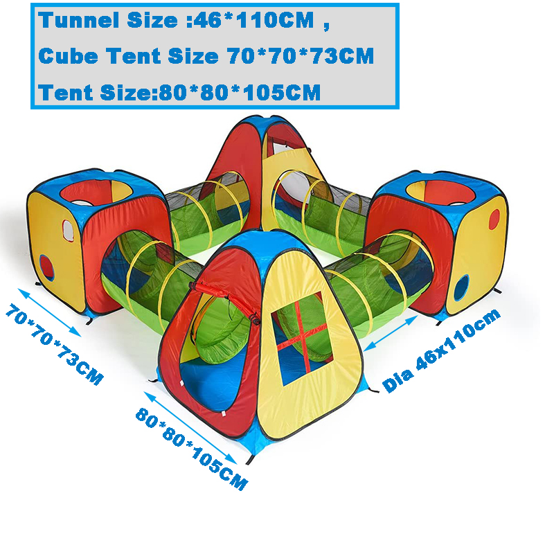 Kids 8 in 1 Play Tent Include Ball Pit Crawl Tunnel Use For Outdoor Indoor